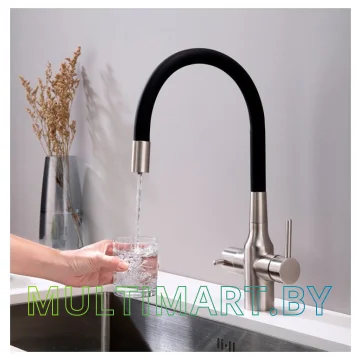 Смеситель Paulmark Salix Sa213419-NI (черный/никель) картинка 4